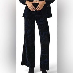 Ba&sh Teana wide-leg marble-print velvet pants Sz S